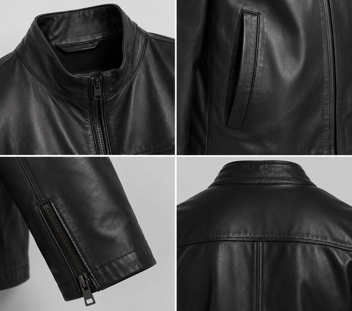 Men's Black Sheepskin Biker Jacket - Classic Leather Design