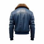 Men's Blue Flight Bomber Biker Leather Jacket