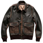 Men’s Brown A2 Aviator Bomber Jacket – Genuine Military-Style Leather