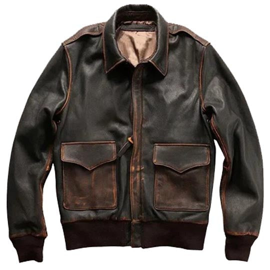 Men’s Brown A2 Aviator Bomber Jacket – Genuine Military-Style Leather