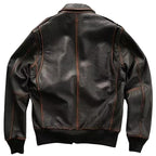 Men’s Brown A2 Aviator Bomber Jacket – Genuine Military-Style Leather