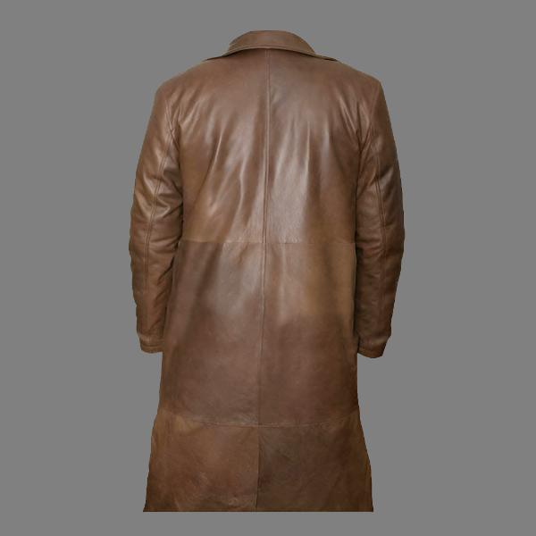 Men's Brown Leather Trench Coat Real Lambskin Leather