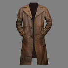 Men's Brown Leather Trench Coat Real Lambskin Leather
