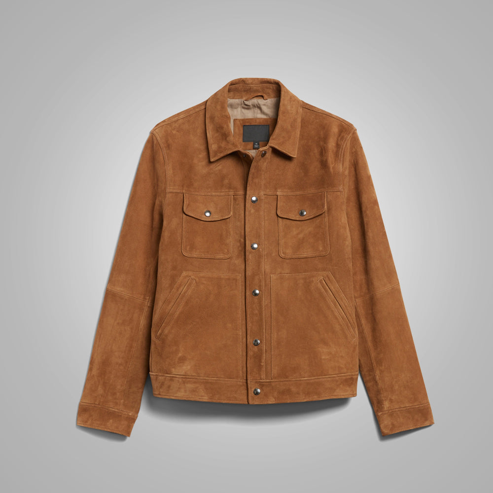 Men's Brown Suede Leather Cowboy Western Jacket