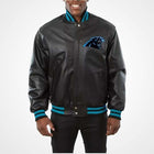 Men’s Carolina Panthers Black Leather Jacket – Classic NFL Fan Gear