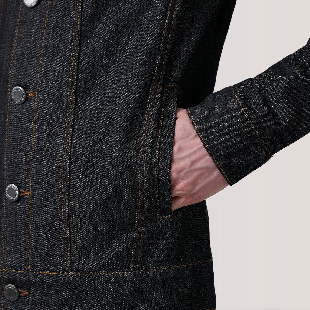 Conard Faded Black Denim Trucker Jacket