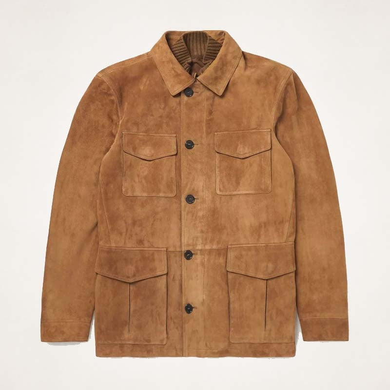 Men’s Custom Brown Suede Leather Field Jacket