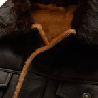 Men's Dark Brown Sheepskin Flying Plain Trucker Jacket