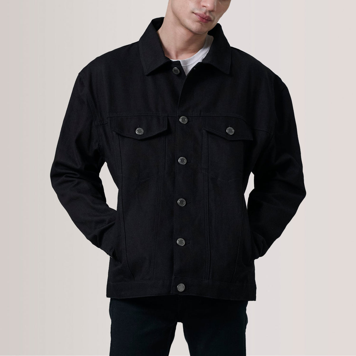 Eddie Black Oversized Denim Trucker Jacket
