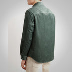 Men's Green Full Sleeves Corduroy Jacket