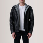 Henrik Black Leather Cafe Racer Jacket
