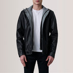 Henrik Black Leather Cafe Racer Jacket