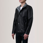 Henrik Black Leather Cafe Racer Jacket
