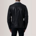 Henrik Black Leather Cafe Racer Jacket