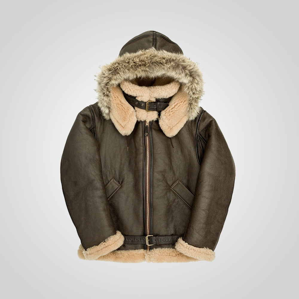 Men's Hooded B3 RAF Aviator Sheepskin Jacket