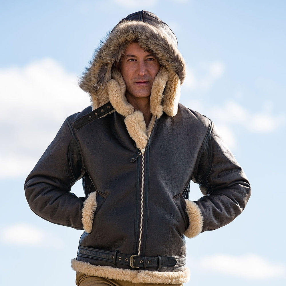 Men's Hooded B3 RAF Aviator Sheepskin Jacket