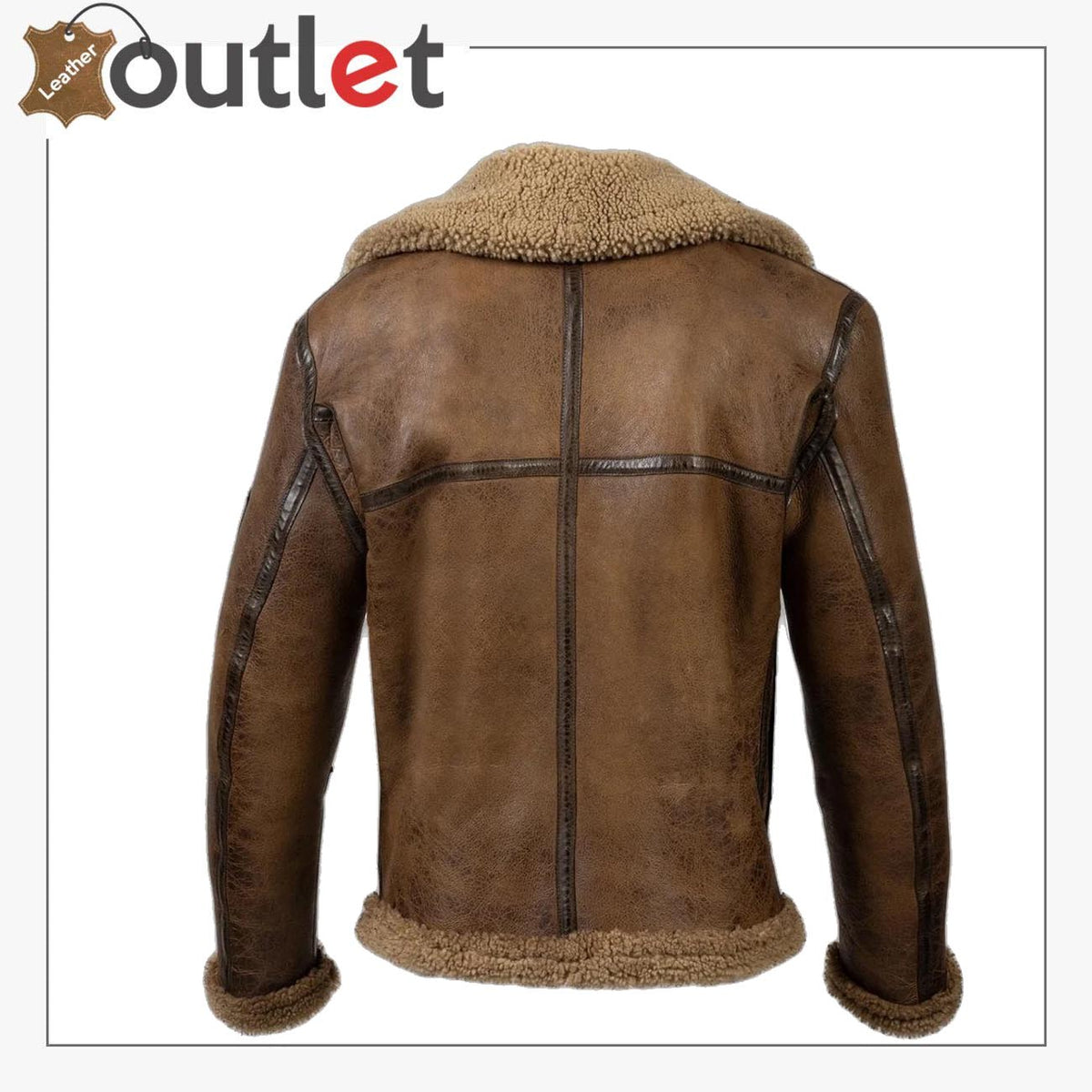 Men’s Military Jacket RAF Aviator Genuine Fur Shearling Leather Bomber Coat