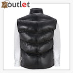 Men's Puffer Leather Black Casual Vest
