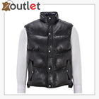 Men's Puffer Leather Black Casual Vest