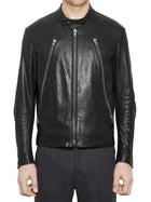 Men’s Retro Black Leather Moto Jacket – Classic Motorcycle Style