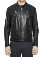 Men’s Retro Black Leather Moto Jacket – Classic Motorcycle Style