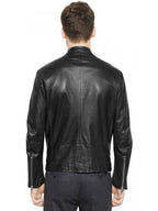 Men’s Retro Black Leather Moto Jacket – Classic Motorcycle Style