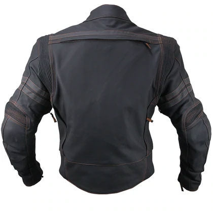 Men’s Street Matte Black Armored Motorcycle Leather Jacket