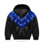 Men's V-Bomber Blue Python Skin Leather Jacket