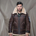 Men's WWII B3 bomber Sheepskin Shearling Long Coat