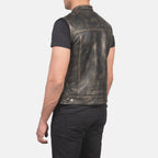 Atlas Moto Distressed Brown Leather Vest Avanzar Leather