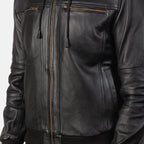 [FS] Bouncer Biz Black Leather Bomber Jacket