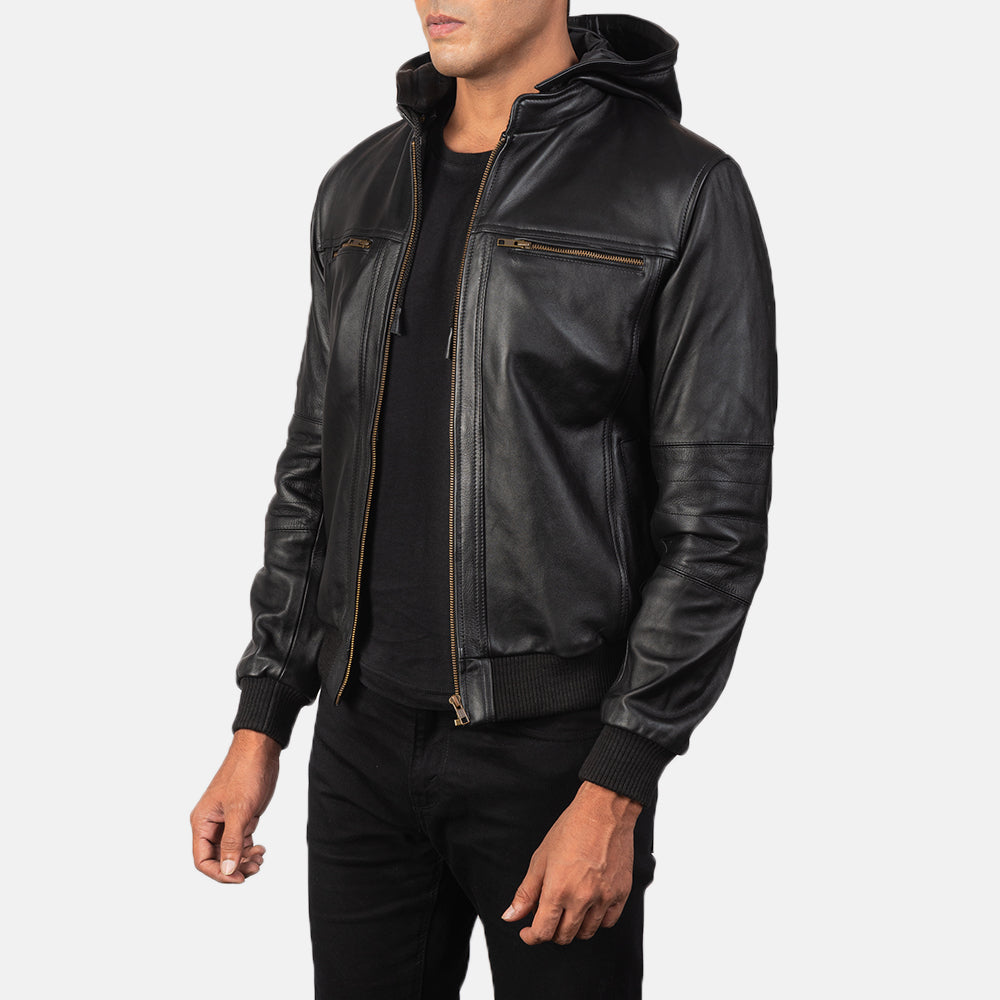 [FS] Bouncer Biz Black Leather Bomber Jacket