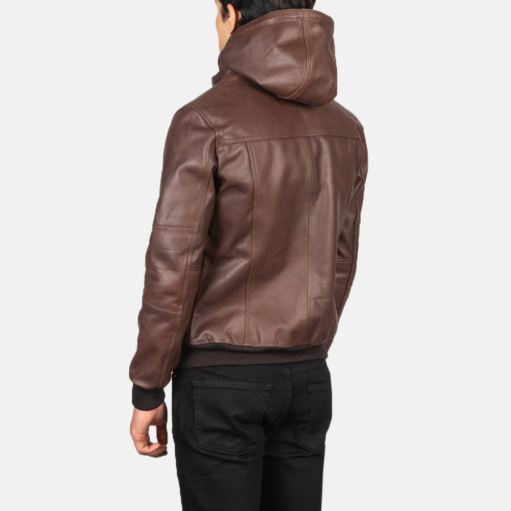 [FS] Bouncer Biz Brown Leather Bomber Jacket