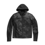 Men's Harley-Davidson Hooded Leather Motorcycle Jacket – Reflective Armor Design