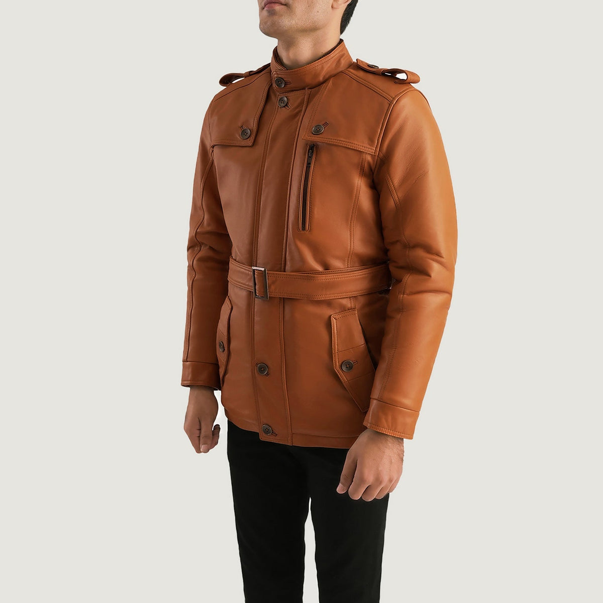 [FS] Hunter Tan Brown Fur Leather Jacket