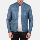 Blue stylish Leather Biker Jacket for men's