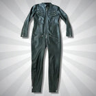 Men's Genuine Soft Leather Jumpsuit Black Work Uniform Suit with Front Zipper