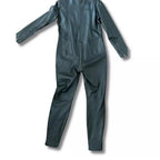 Men's Genuine Soft Leather Jumpsuit Black Work Uniform Suit with Front Zipper