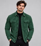 Men’s Green Sheepskin Suede Leather Biker Jacket