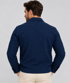 Men’s Handmade Navy Blue Sheepskin Suede Leather Biker Jacket