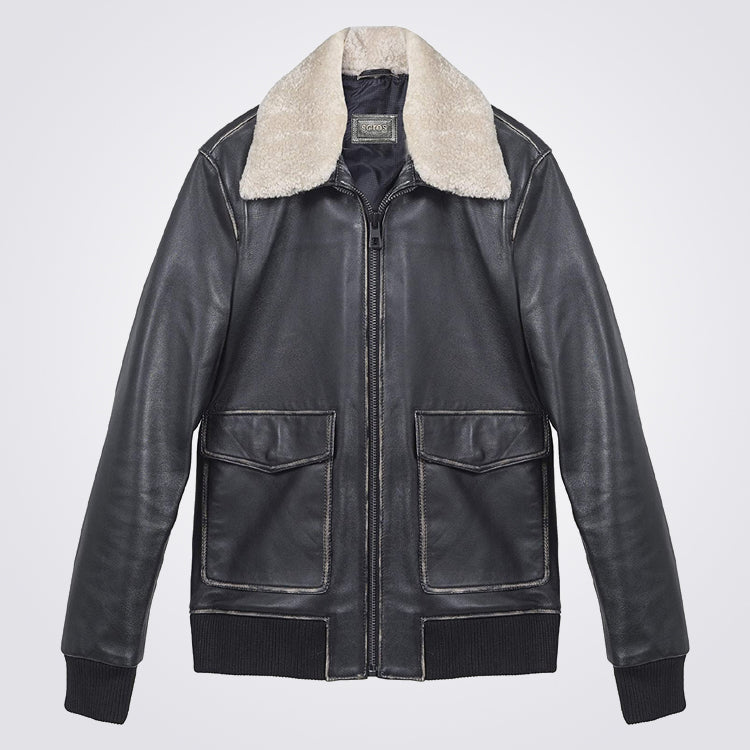 Men's A2 Aviator Sheepskin Leather Flight Bomber Jacket
