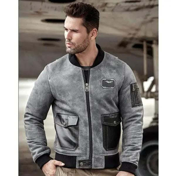Men's A2 Aviator Sheepskin Shearling Leather Jacket