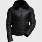 Mens Aviator Black B3 Shearling Leather Jacket