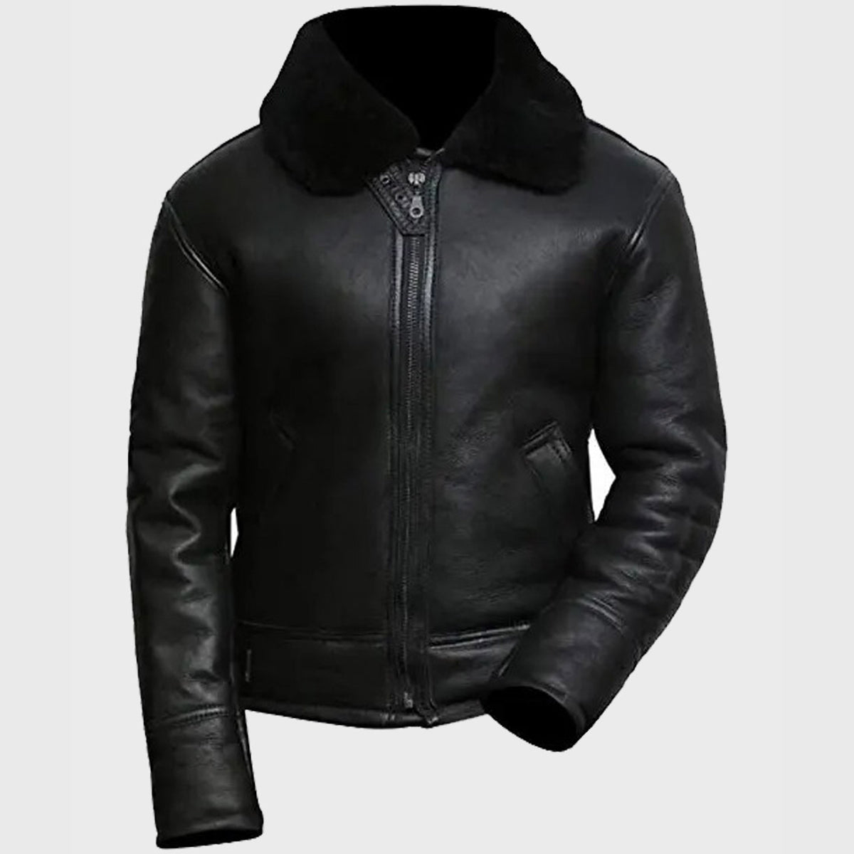 Mens Aviator Black B3 Shearling Leather Jacket