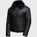 Mens Aviator Black B3 Shearling Leather Jacket