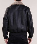 Men's Aviator Bomber Black Leather Jacket by Avanzar