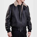 Mens Aviator Black Bomber Jacket