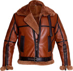 Men’s Aviator Bomber Leather Jacket with Fur