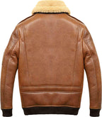 Men’s Aviator Camel Brown A2 Fur Shearling Leather Bomber Jacket