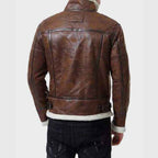 Mens Aviator Distressed Brown Leather Jacket